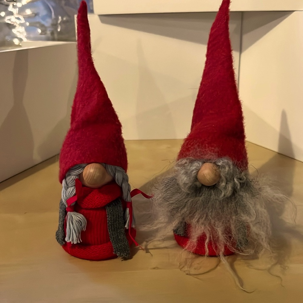 Swedish tomte pair of woman and man handmade in Sweden. New